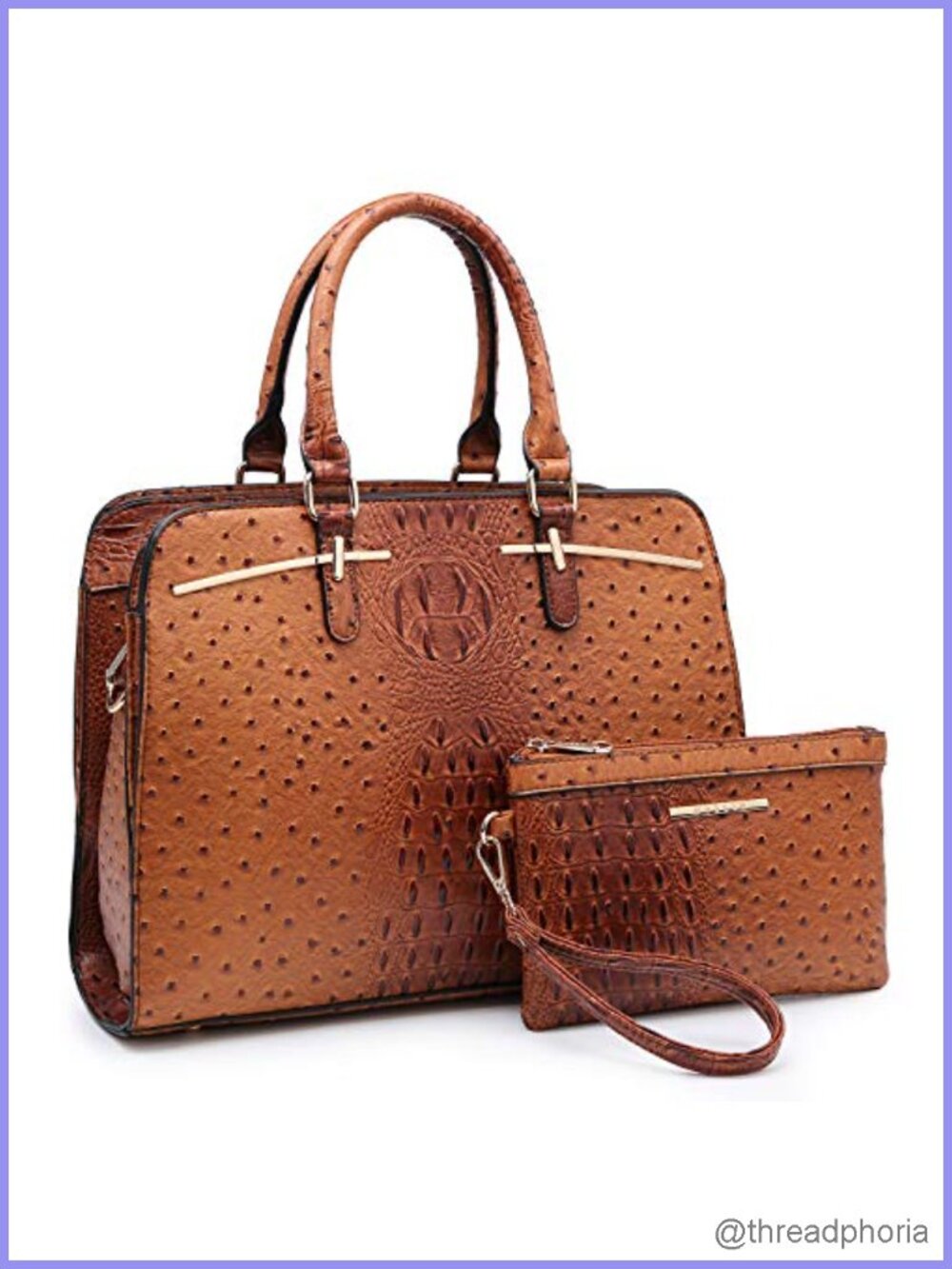 Satchel Purse Set 2pcs Top Handle Shoulder Hobo Bag Tote Vegan Leather Women's